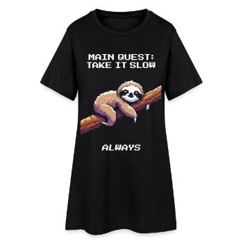 Hauptquest: Langsam angehen  lassen | Faultier - Frauen T-Shirt-Kleid - Schwarz - Vorne