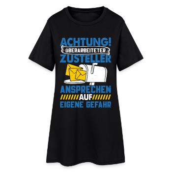 Facteur ATTENTION LIVREUR SURMENÉ - Robe T-shirt Femme - noir - Devant