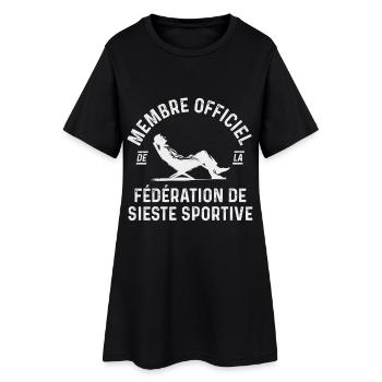 Fédération de sieste sportive humour - Robe T-shirt Femme - noir - Devant