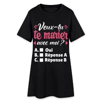 Demande Mariage Couple Romantique Saint Valentin - Robe T-shirt Femme - noir - Devant