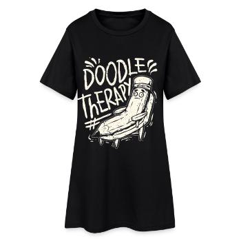 Doodle Kritzeln Zeichnung - Frauen T-Shirt-Kleid - Schwarz - Vorne