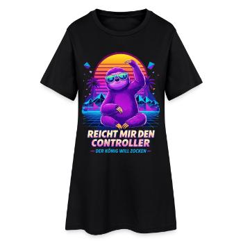 Reicht mir den Controller – König will zocken Faul - Frauen T-Shirt-Kleid - Schwarz - Vorne