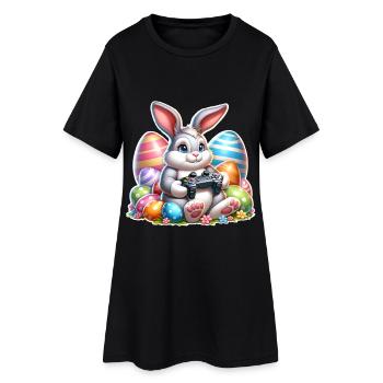 Osterhase Gaming Gamer - Frauen T-Shirt-Kleid - Schwarz - Vorne