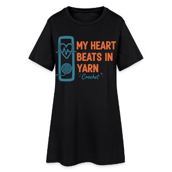 Lustiges Häkeln – mein Herz schlägt in Garn Häkelliebhaber - Frauen T-Shirt-Kleid - Schwarz - Vorne