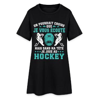 je joue au hockey cadeau drôle hockey sur glace - Women’s T-Shirt Dress - black - Front