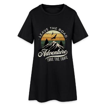 Aventure Leave the Road - Montagnes et randonnée rétro - Robe T-shirt Femme - noir - Devant
