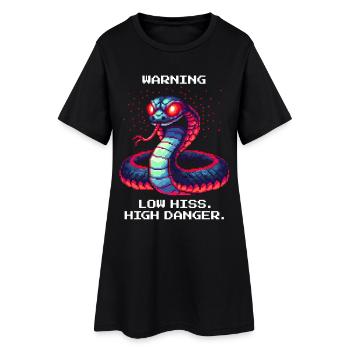 Faible Sifflement Danger élevé | Avertissement Serpent - Robe T-shirt Femme - noir - Devant
