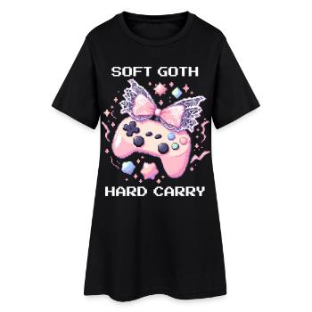 Soft Goth Hard Carry | Dark Cute - Frauen T-Shirt-Kleid - Schwarz - Vorne