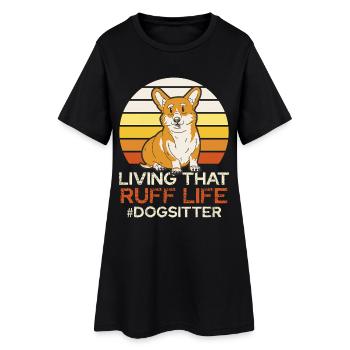 Ruff Life Corgi Retro Sunset - Robe T-shirt Femme - noir - Devant