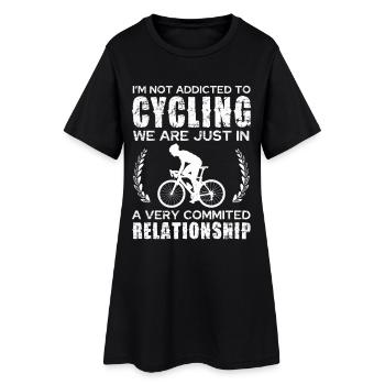 Amour à vélo — Dans une relation engagée - Robe T-shirt Femme - noir - Devant