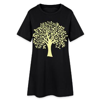 Icon Yellow Jumbo Tree Print Silhouette - Women’s T-Shirt Dress - black - Front