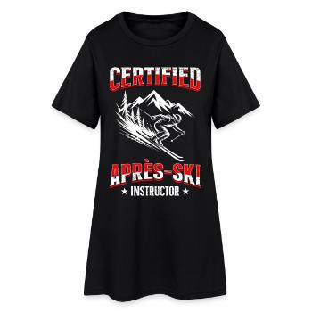 Skifahren CERTIFIED APRES-SKI INSTRUCTOR LUSTIG - Frauen T-Shirt-Kleid - Schwarz - Vorne