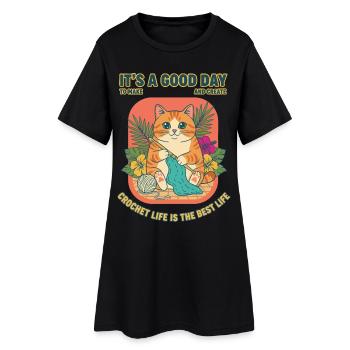 C’est un bon jour pour créer et créer une vie au crochet - Robe T-shirt Femme - noir - Devant