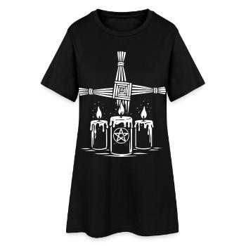 Imbolc Brigid Cross with ritual candles - Women’s T-Shirt Dress - black - Front
