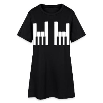 Klaviertasten Fingerhörner - Frauen T-Shirt-Kleid - Schwarz - Vorne