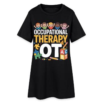 Kinder OT Motiv Ergotherapie Spaß - Frauen T-Shirt-Kleid - Schwarz - Vorne