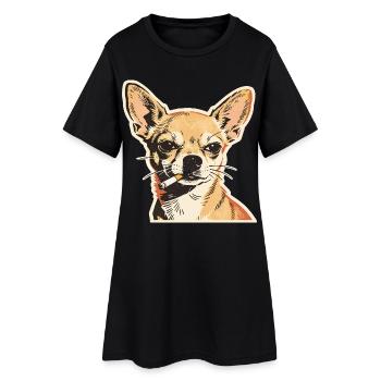 Smoking Chihuahua: Funny Dog Meme Design - Women’s T-Shirt Dress - black - Front