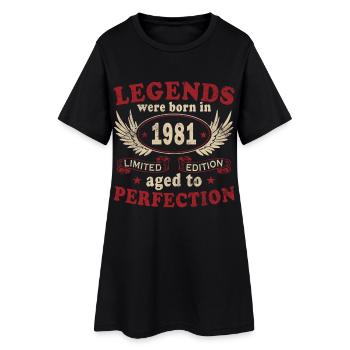 Année de naissance 1981 Légende de l’anniversaire du millésime 1981 - Robe T-shirt Femme - noir - Devant
