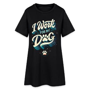 Je travaille pour mon chien et mon propriétaire - Robe T-shirt Femme - noir - Devant