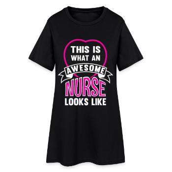 Krankenschwester - Frauen T-Shirt-Kleid - Schwarz - Vorne