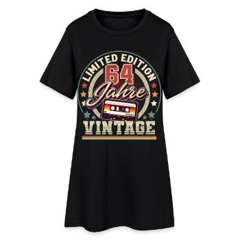 64. Geburtstag Vintage kassette - Frauen T-Shirt-Kleid - Schwarz - Vorne