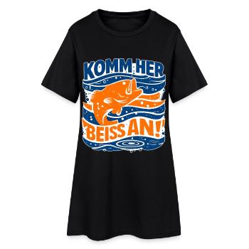 Viens ici, prends une bouchée ! – Diction de la pêche - Robe T-shirt Femme - noir - Devant