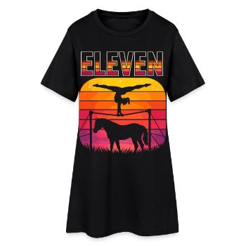 Cadeau de la fille cavalière des chevaux pour le 11e anniversaire - Robe T-shirt Femme - noir - Devant