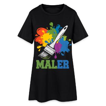 Costume de peintre Taches de peinture Pinceaux Taches de peinture - Robe T-shirt Femme - noir - Devant