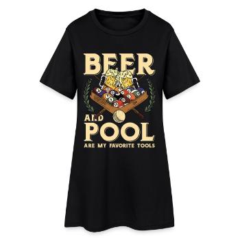 Bière et piscine – outils favoris - Robe T-shirt Femme - noir - Devant