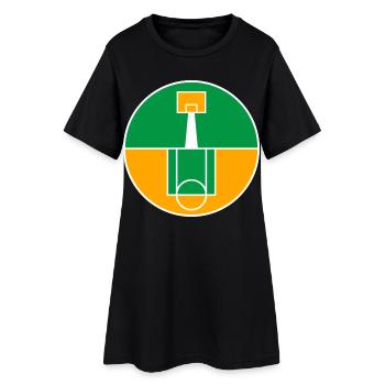 Rundes Basketballfeld-Emblem - Frauen T-Shirt-Kleid - Schwarz - Vorne