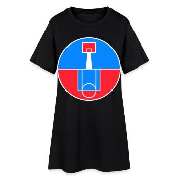 Rundes Basketballfeld-Abzeichen - Frauen T-Shirt-Kleid - Schwarz - Vorne