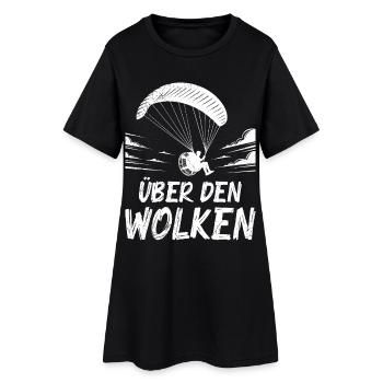 Gleitschirmflieger ÜBER DEN WOLKEN Lustiges - Frauen T-Shirt-Kleid - Schwarz - Vorne