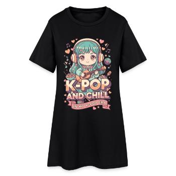 K-Pop und Chill In meiner K-Pop-Ära koreanische Musik - Frauen T-Shirt-Kleid - Schwarz - Vorne