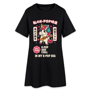 K-Pop und chill in meinem K-Pop-Ära-Einhorn seit 1980 - Frauen T-Shirt-Kleid - Schwarz - Vorne