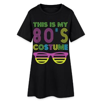 Style Années 80 Tenue de Fête Rétro des Années 80 - Robe T-shirt Femme - noir - Devant