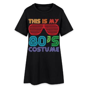 This is my 80's Costume Déguisement des Années 80 - Robe T-shirt Femme - noir - Devant