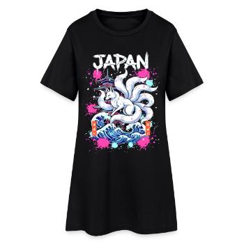 Kitsune Japan Pagode – Anime Fuchsgeist  - Frauen T-Shirt-Kleid - Schwarz - Vorne