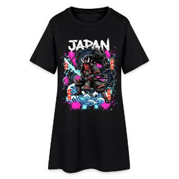 Hannya Samurai Dragon – Japan Neon Streetwear - Women’s T-Shirt Dress - black - Front