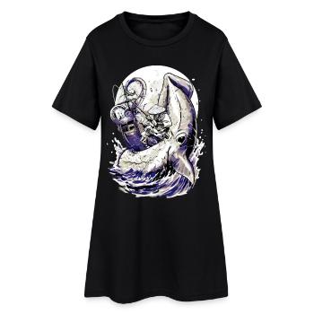Combat contre le kraken du pêcheur japonais – Ukiyo-e Squid - Robe T-shirt Femme - noir - Devant