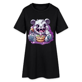 Monstre panda mignon avec des bonbons - Robe T-shirt Femme - noir - Devant