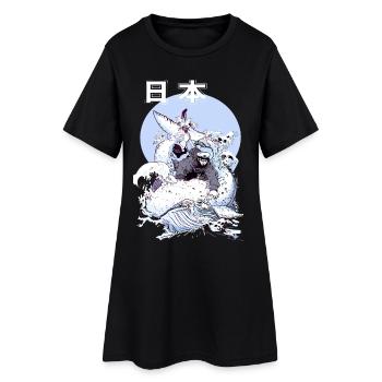 Bataille de baleines japonaises – Ukiyo-e Marine Art - Robe T-shirt Femme - noir - Devant