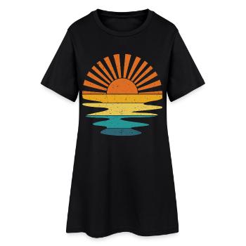Coucher de soleil vintage - Robe T-shirt Femme - noir - Devant