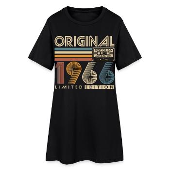 60. Geburtstag 1966 Jahrgang geboren Retro - Frauen T-Shirt-Kleid - Schwarz - Vorne