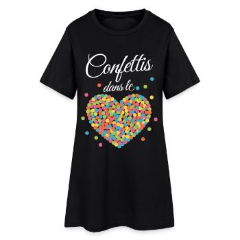 Cœur de Confettis Festif - Robe T-shirt Femme - noir - Devant
