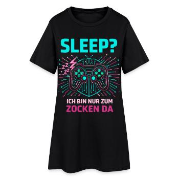 Zocken schlafen - Frauen T-Shirt-Kleid - Schwarz - Vorne
