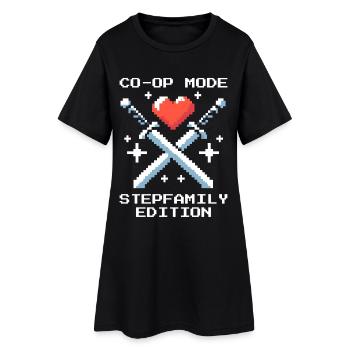 Co-Op-Modus: Stieffamilie-Edition | Patchwork - Frauen T-Shirt-Kleid - Schwarz - Vorne