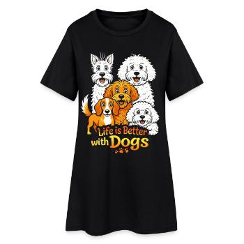 La vie est meilleure avec les chiens - Robe T-shirt Femme - noir - Devant