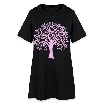 Silhouette à motif d’arbre jumbo violet - Robe T-shirt Femme - noir - Devant