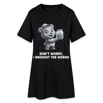 Ne t’inquiète pas, j’ai amené le pêcheur des vers en disant - Robe T-shirt Femme - noir - Devant