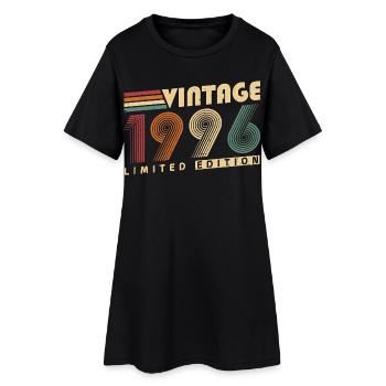 Vintage 1996 Jahrgang Geburtstagsgeschenk - Frauen T-Shirt-Kleid - Schwarz - Vorne